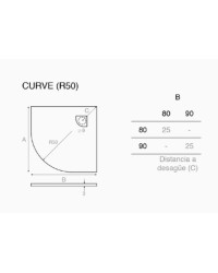 Plato ducha NUOVVO CURVE resina 80*80  R50 pizarra blanco