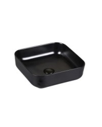 Lavabo ceramico cuadrado negro 39 válvula incluida