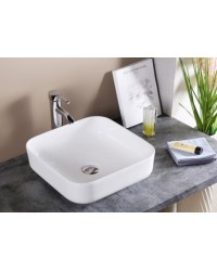 Lavabo ceramico cuadrado negro 39 válvula incluida