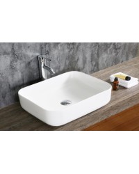 Lavabo ceramico rectangular blanco mate 48 con valvula incluida